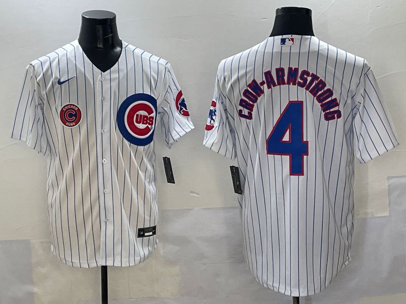 Men Chicago Cubs 4 Crow-Armstrong White Stripe Game 2025 Nike MLB Jersey style 7